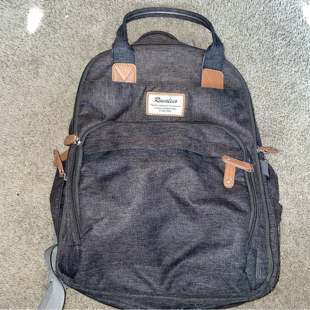 Ruvalino Multifunction All-In-One Travel Diaper Bag Backpack YW168-G Gray Brown
